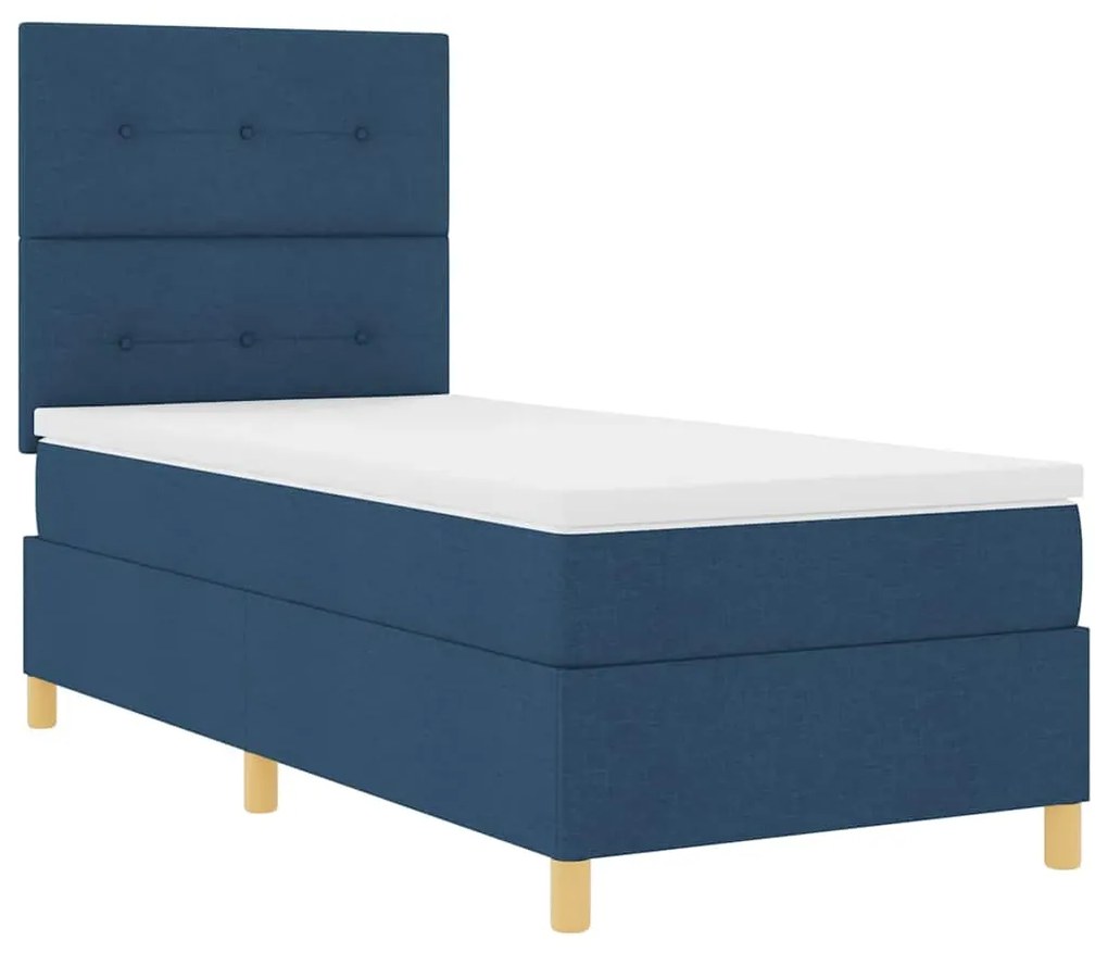 vidaXL Κρεβάτι με ελατήρια με στρώμα Μπλε 90 x 200 cm ύφασμα