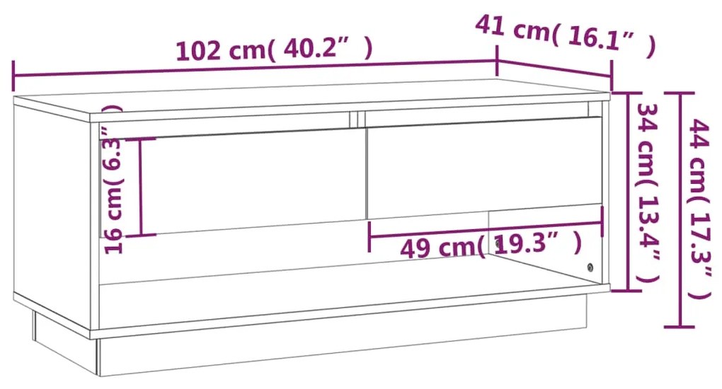 Έπιπλο Τηλεόρασης Καπνιστή Δρυς 102x41x44 εκ. Επεξ. Ξύλο 812972