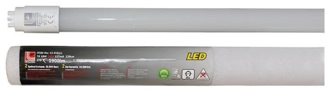 Λάμπα LED T8 ισχύος 18W 120cm γυάλινη LUMEN-13-01800 13-01800