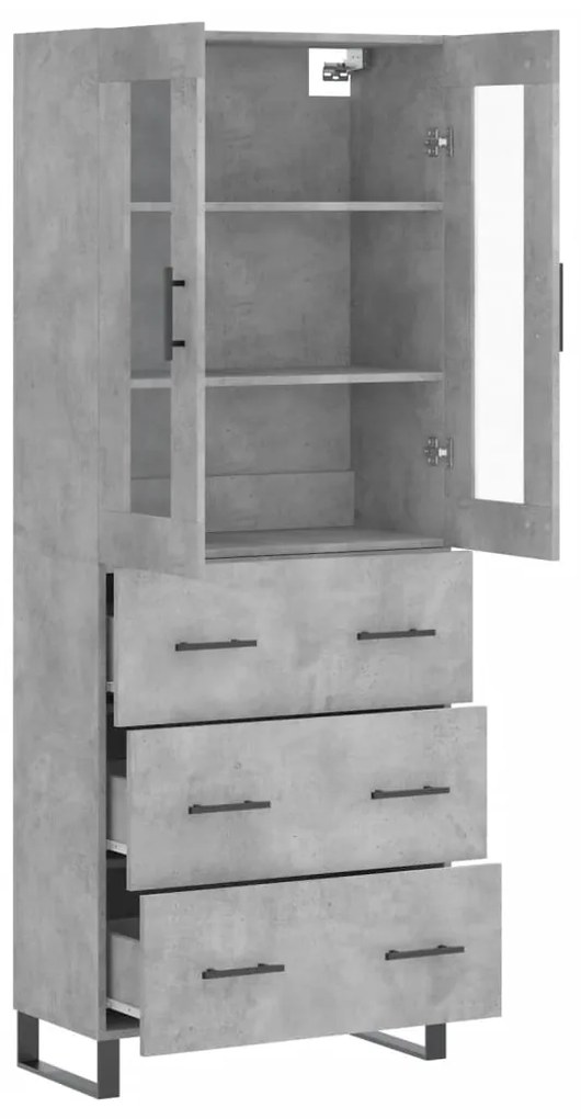 vidaXL Ντουλάπι Γκρι Σκυροδέματος 69,5x34x180 εκ. Επεξεργασμένο Ξύλο