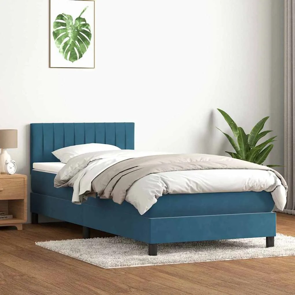 ΚΡΕΒΑΤΙ BOXSPRING ΜΕ ΣΤΡΩΜΑ ΣΚΟΥΡΟ ΜΠΛΕ 80X220 ΕΚ. ΒΕΛΟΥΔΙΝΟ 3317101