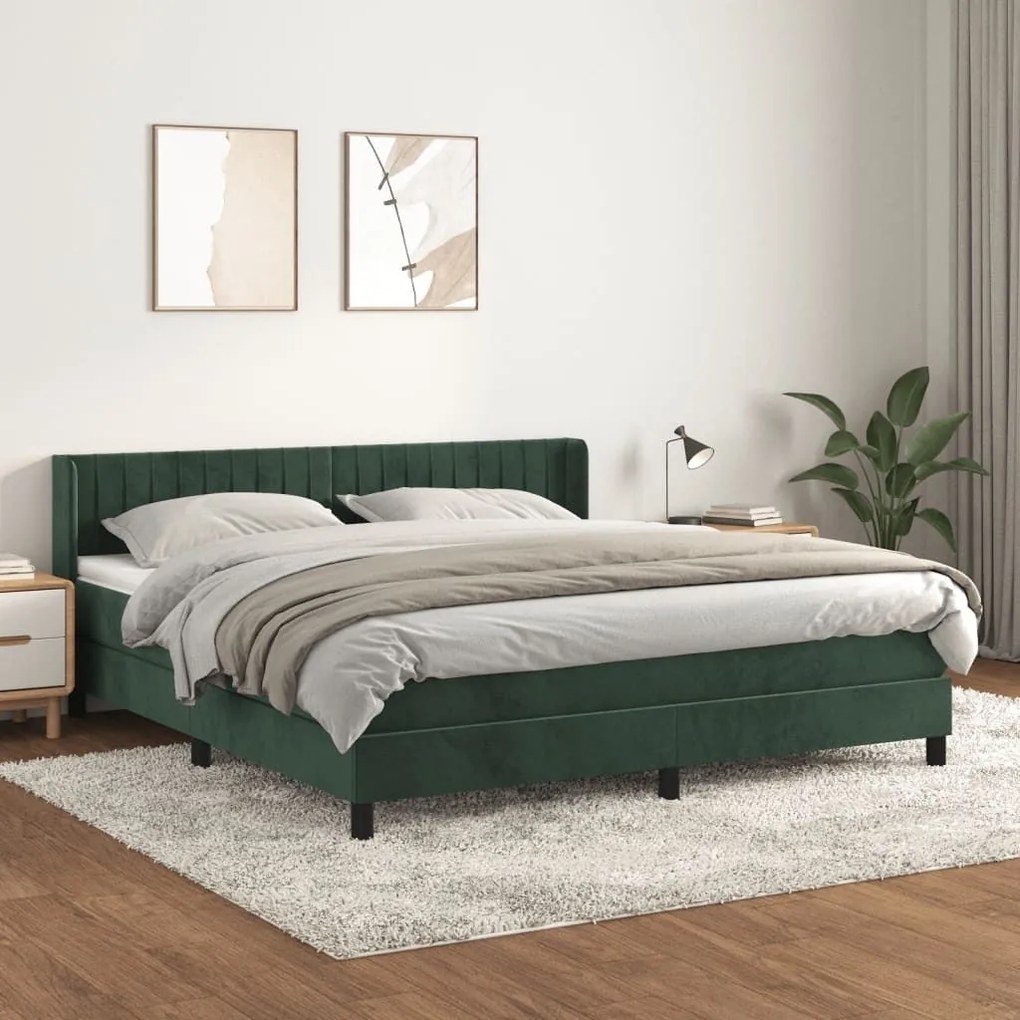 ΚΡΕΒΑΤΙ BOXSPRING ΜΕ ΣΤΡΩΜΑ ΣΚΟΥΡΟ ΠΡΑΣΙΝΟ 180X200ΕΚ. ΒΕΛΟΥΔΙΝΟ 3131096