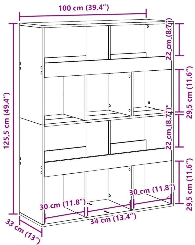 Βιβλιοθήκη Όψη Παλαιού Ξύλου 100x33x125,5εκ. Επεξεργασμένο Ξύλο - Καφέ