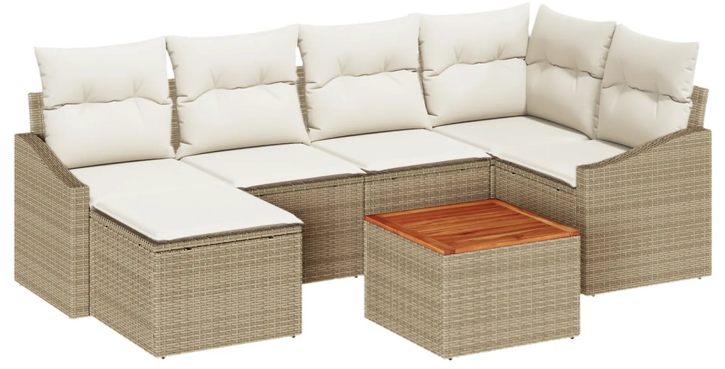 vidaXL Σαλονάκι Κήπου 7 pcs Beige, λευκό 55 x 55 x 37 εκ