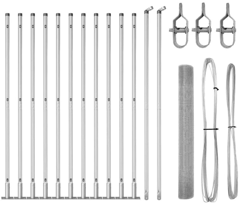 vidaXL Στύλος Περιφράξεων Ασημί 25 x 1,2 m (16 x 16 mm πλέγμα) Ατσάλι