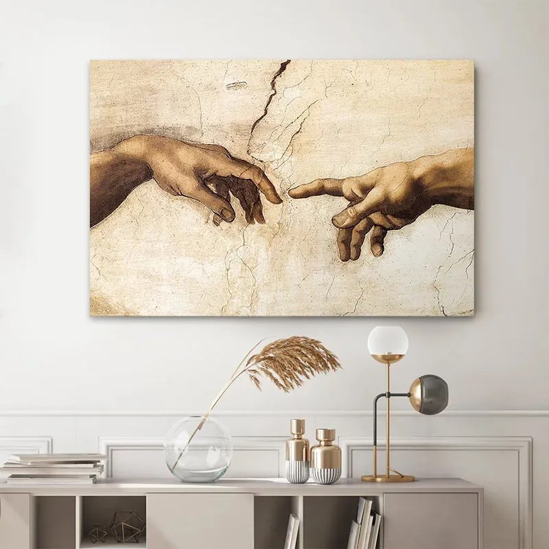 Πίνακας σε καμβά "The Creation of Adam" Megapap ψηφιακής εκτύπωσης 100x70x3εκ. 0127973