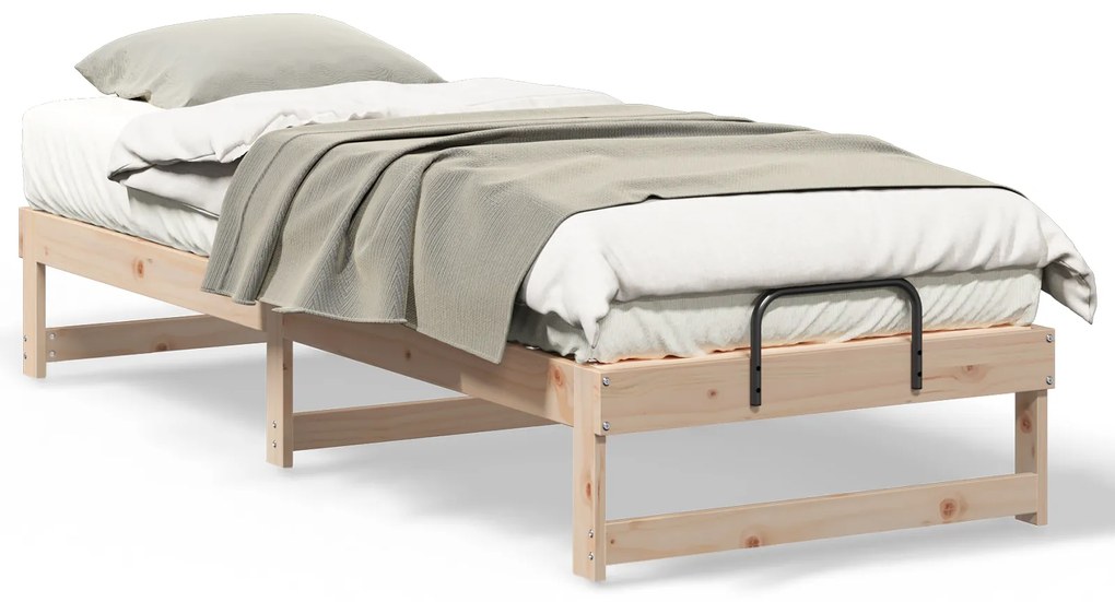 vidaXL Κρεβάτι με λαβές μεταφοράς Καφέ 80 x 200 cm Μασίφ ξύλο πεύκου