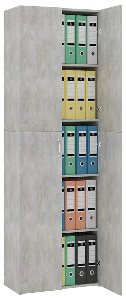 vidaXL Ντουλάπα Γραφείου Γκρι Σκυροδέματος 60x32x190 εκ. Επεξ. Ξύλο