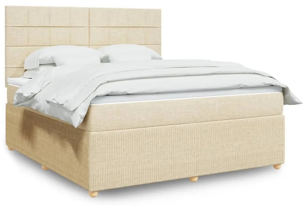 ΚΡΕΒΑΤΙ BOXSPRING ΜΕ ΣΤΡΩΜΑ ΚΡΕΜ 180X200 ΕΚ. ΥΦΑΣΜΑΤΙΝΟ 3292140