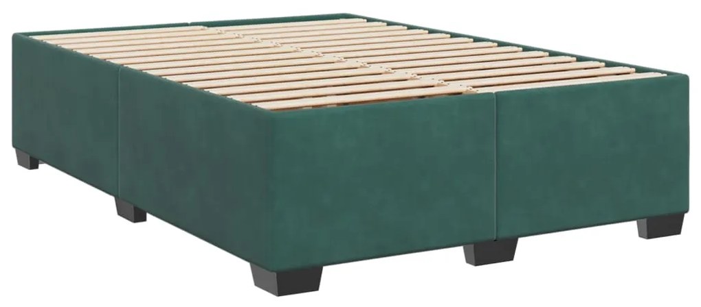 vidaXL Κρεβάτι Boxspring με Στρώμα Σκούρο Πράσινο 140x200εκ. Βελούδινο