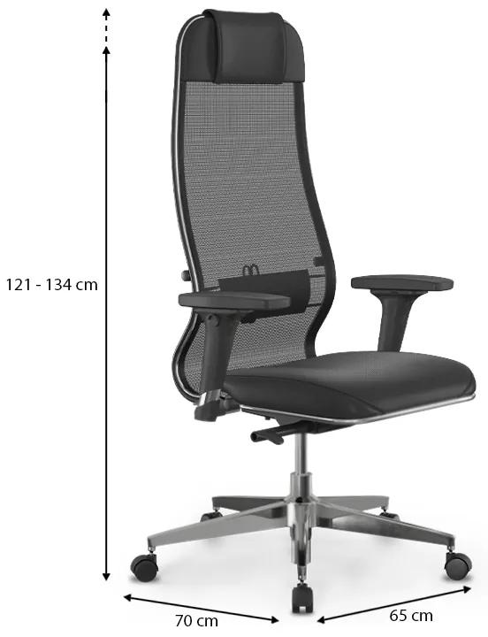 Καρέκλα γραφείου Synchrosit-10 Megapap εργονομική με διπλό ύφασμα Mesh και τεχνόδερμα χρώμα μαύρο 65x70x121/134εκ.