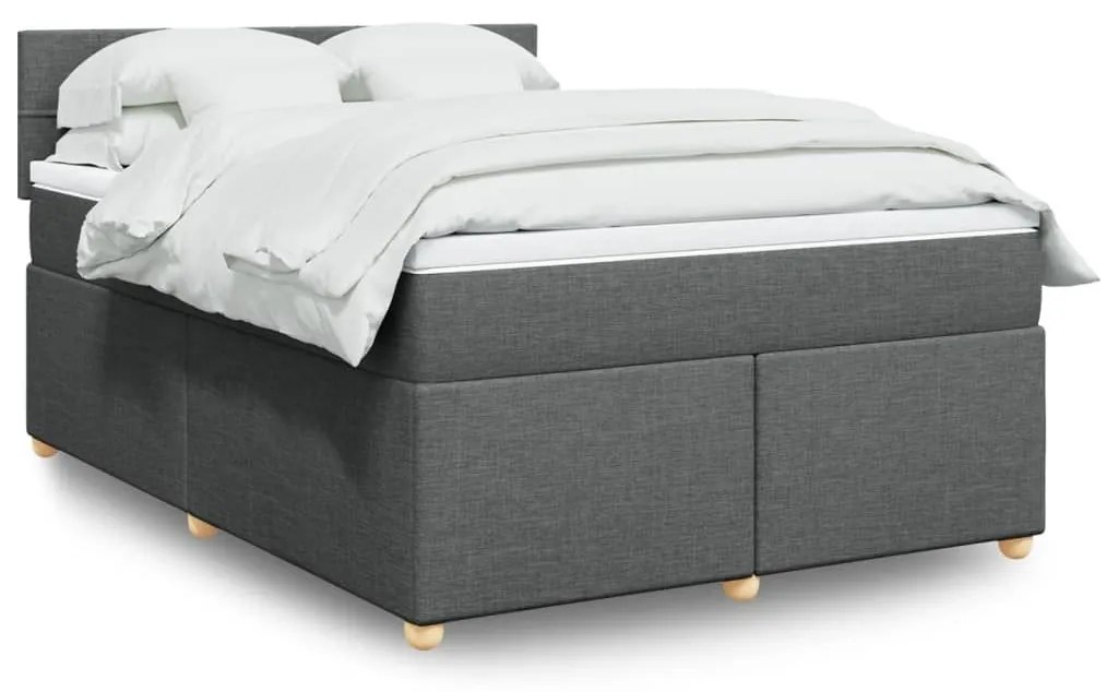 ΚΡΕΒΑΤΙ BOXSPRING ΜΕ ΣΤΡΩΜΑ ΣΚΟΥΡΟ ΓΚΡΙ 160X200 ΕΚ ΥΦΑΣΜΑΤΙΝΟ 3289032