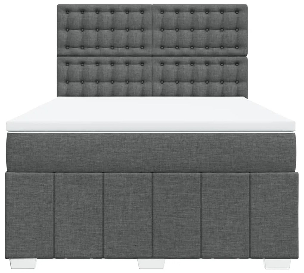 ΚΡΕΒΑΤΙ BOXSPRING ΜΕ ΣΤΡΩΜΑ ΣΚΟΥΡΟ ΓΚΡΙ 140X190 ΕΚ. ΥΦΑΣΜΑΤΙΝΟ 3291678