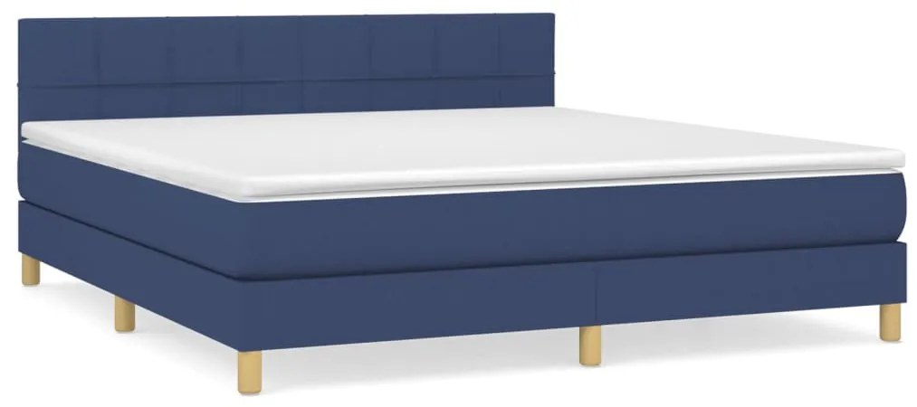 vidaXL Κρεβάτι Boxspring με Στρώμα Μπλε 160x200 εκ. Υφασμάτινο