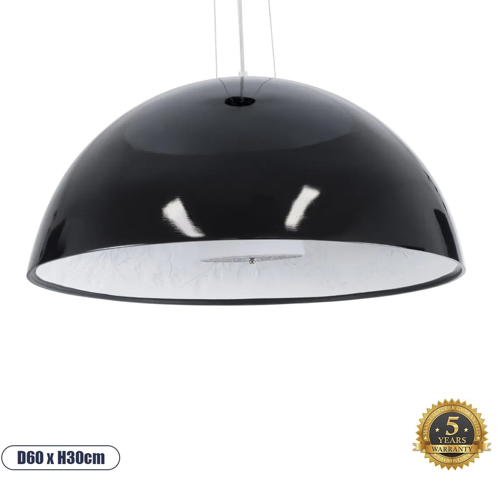01270 GloboStar® GLOBOSTAR® SERENIA 01270 Μοντέρνο Κρεμαστό Φωτιστικό Οροφής με Ντουί 1 x E27 AC 220-240V IP20 - Μαύρο &amp; Λευκό - Μ60 x Π60 x Υ30cm