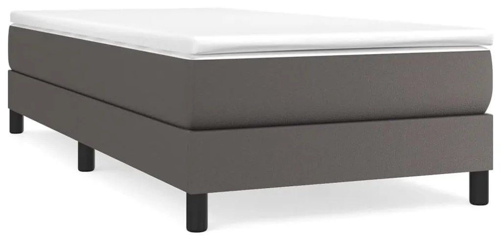 vidaXL Κρεβάτι Boxspring με Στρώμα Γκρι 80 x 200 εκ. Συνθετικό Δέρμα