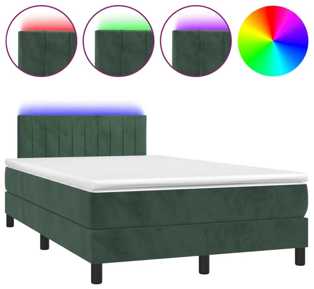 ΚΡΕΒΑΤΙ BOXSPRING ΜΕ ΣΤΡΩΜΑ &amp; LED ΣΚ. ΠΡΑΣΙΝΟ 120X200ΕΚ ΒΕΛΟΥΔΟ 3134516