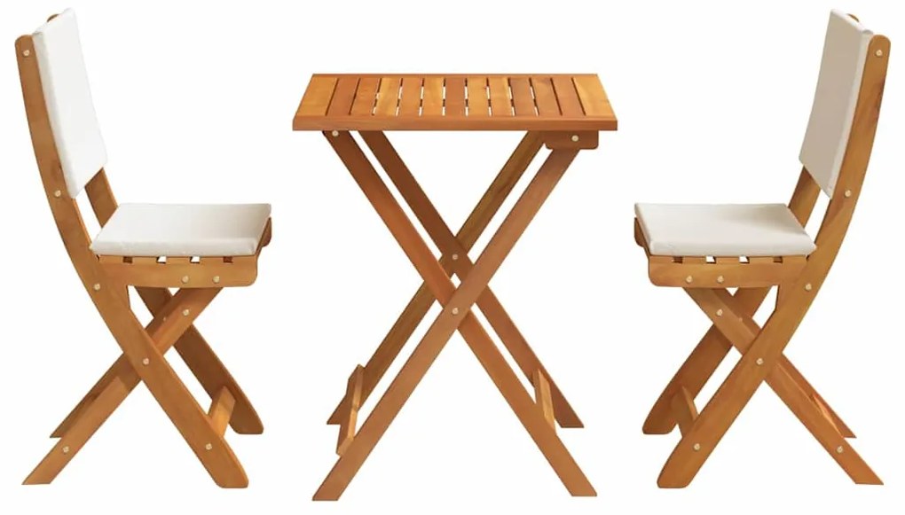 vidaXL Σετ μπιστρό με μαξιλάρι 3 pcs Φυσικό Λάδι Στερεό Ξύλο Ακακίας