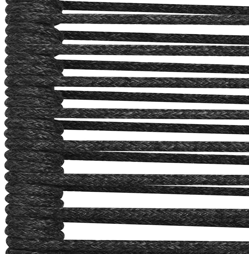 vidaXL Καρέκλες Κήπου 4 τεμ. Μαύρες από Βαμβακερό Σχοινί / Ατσάλι