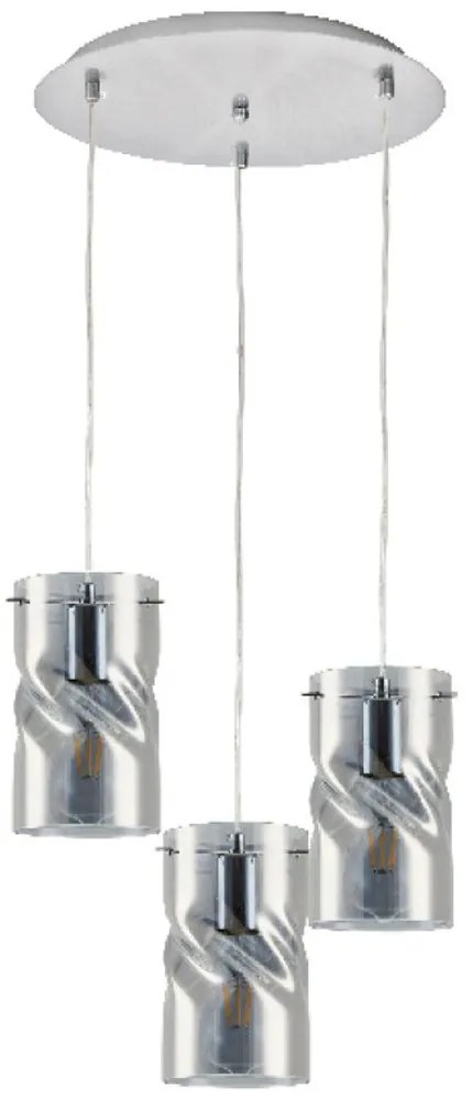 Φωτιστικό Οροφής Twist Smokey 77-8182 3xE27 60W Silver Homelighting Metal