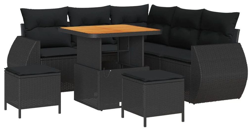 Σετ Καναπέ Κήπου 8 pcs Μαύρο συνθετικό ρατάν