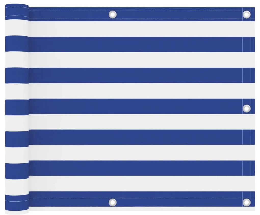vidaXL Διαχωριστικό Βεράντας Λευκό/Μπλε 75 x 400 εκ. Ύφασμα Oxford