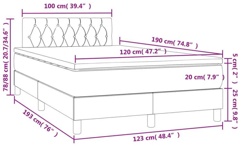 ΚΡΕΒΑΤΙ BOXSPRING ΜΕ ΣΤΡΩΜΑ &amp; LED ΣΚ. ΜΠΛΕ 120X190ΕΚ. ΒΕΛΟΥΔΙΝΟ 3270175