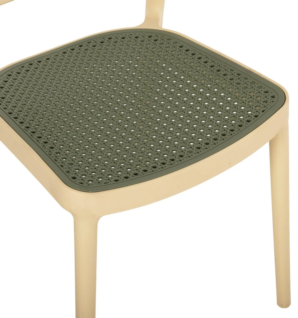 Καρέκλα MEKO C5934.04 Πολυπροπυλενίου Μπέζ με Ψάθα Olive Green 41x49x102Υ εκ. 41x49x102 εκ.