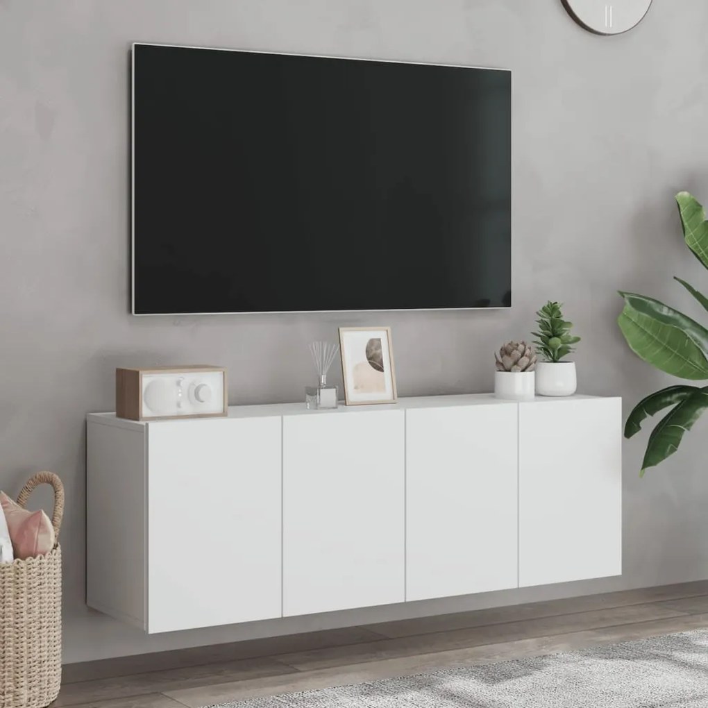 vidaXL Έπιπλα Τοίχου Τηλεόρασης 2 Τεμ. Λευκά 60 x 30 x 41 εκ.