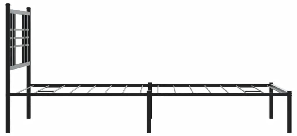 vidaXL Πλαίσιο Κρεβατιού με Κεφαλάρι Μαύρο 100 x 190 εκ. Μεταλλικό