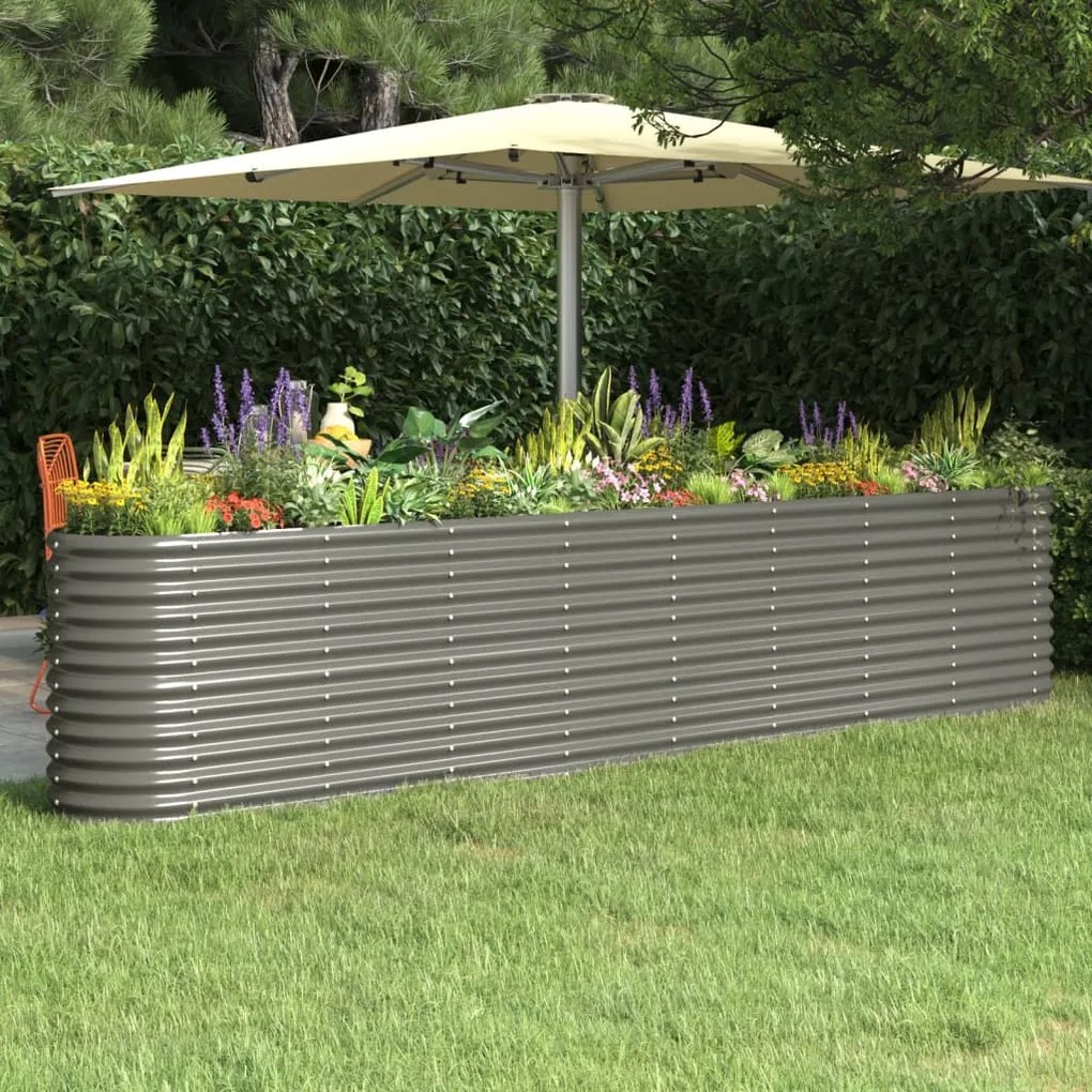 vidaXL Ζαρντινιέρα Γκρι 332x40x68 εκ. Γαλβανισμένος χάλυβας