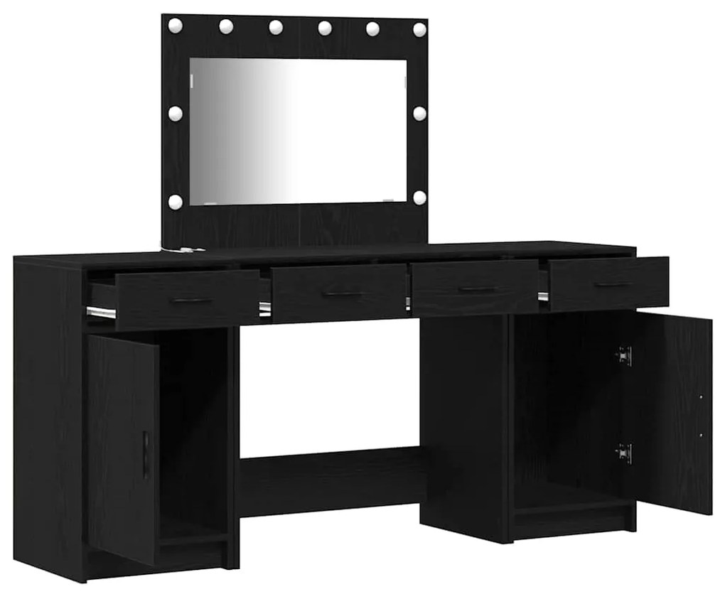 vidaXL Τραπέζι περιποίησης με συρτάρι 3 pcs Μαύρο 40 x 41 x 75 εκ