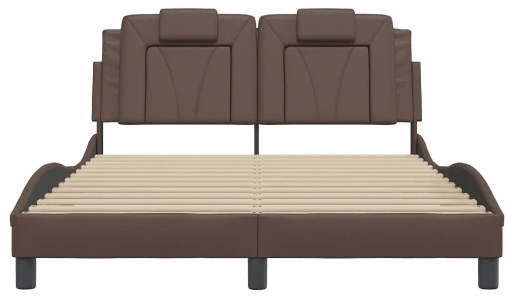 vidaXL Σκελετός Κρεβατιού Viana Χωρίς Στρώμα Καφέ 140x190 εκ. Συνθετικό Δέρμα