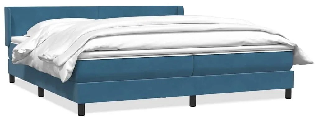 Box Spring κρεβάτι με στρώμα σκούρο μπλε 200x220 cm Βελούδινο - Μπλε