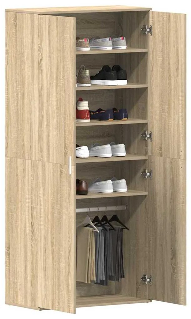 vidaXL Ντουλάπα Παπουτσιών Καφέ 80 x 39 x 180 εκ Επεξεργασμένο ξύλο