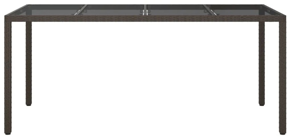 vidaXL Τραπέζι Κήπου Καφέ 190x90x75εκ από Ψημένο Γυαλί/Συνθετικό Ρατάν