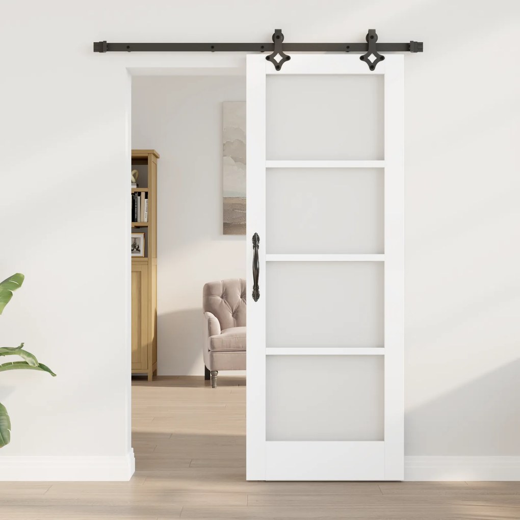 vidaXL Συρόμενη Πόρτα  με Σετ Υλικών Λευκή 73.5x198.5 εκ. Ξύλο Πεύκο