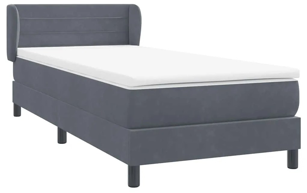 vidaXL Κρεβάτι Boxspring με Στρώμα Σκούρο Γκρι 80x220 εκ. Βελούδινο