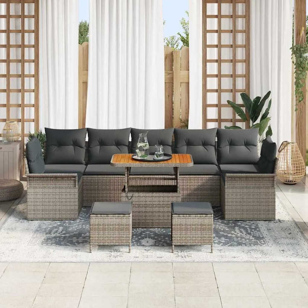 vidaXL Σετ Καναπέ Κήπου με μαξιλάρι 10 pcs Γκρι 90 x 55 x 71 cm