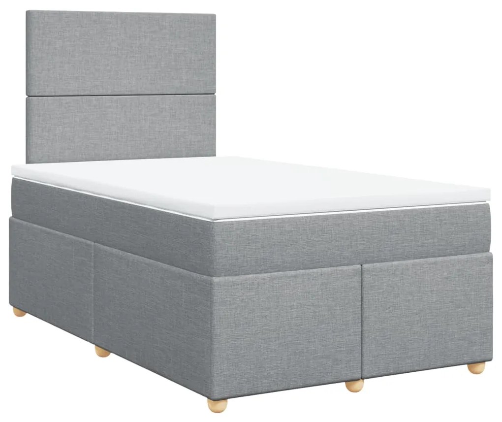 vidaXL Κρεβάτι Boxspring με Στρώμα Ανοιχτό Γκρι 120x190 εκ. Υφασμάτινο