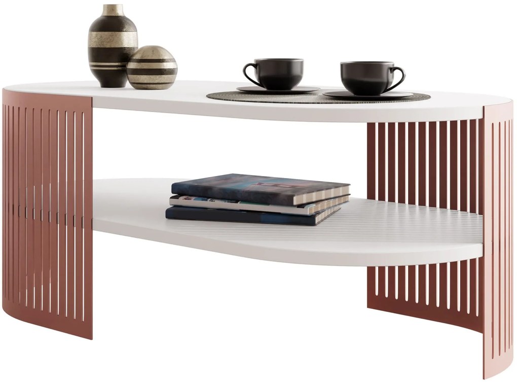 Τραπεζάκι σαλονιού Fikoli Ember II-Leuko - 100.00Χ50.00Χ40.00cm