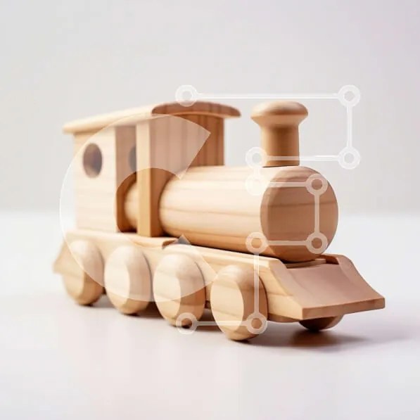 Intra Συλλεκτικό Ξύλινο Παζλ Plywood  4mm - Χαριτωμένο ξύλινο τρένο παιχνιδιών σε λευκό φόντο Σε Ξύλινο Κουτί - Διαστάσεις: 10x10 cm – 25 κομμάτια