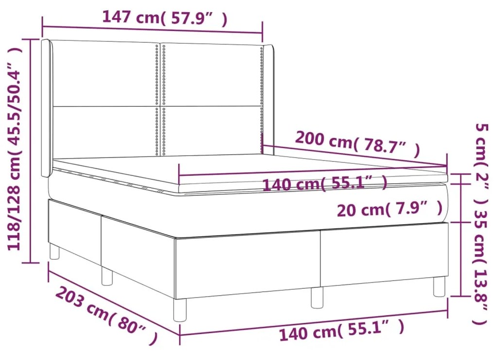 ΚΡΕΒΑΤΙ BOXSPRING ΜΕ ΣΤΡΩΜΑ ΜΠΛΕ 140X200 ΕΚ. ΥΦΑΣΜΑΤΙΝΟ 3131919