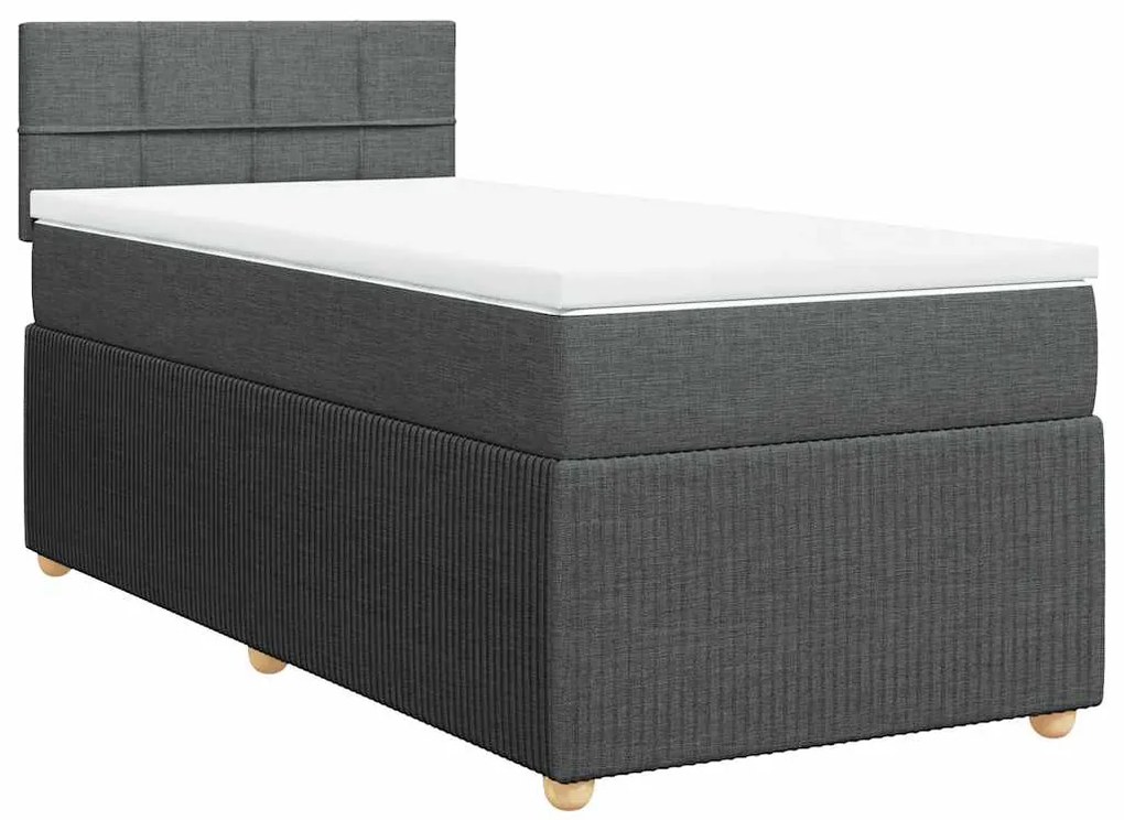 vidaXL Κρεβάτι Boxspring με Στρώμα Σκούρο Γκρι 80x200 εκ. Υφασμάτινο