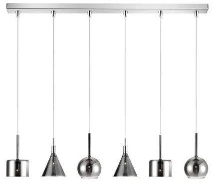 Κρεμαστό Φωτιστικό Ράγα 6xG9 Γυαλί Luma Lighting-114-01047-13BR-smoke-Φιμέ/Smoke 114-01047-13BR-smoke