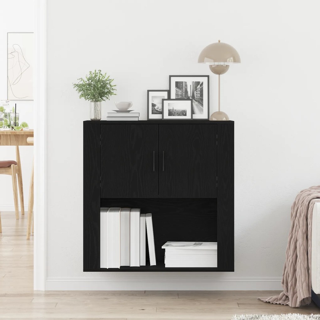 vidaXL Ντουλάπι Τοίχου  Μαύρης Βελανιδιάς 80x33x80 εκ. Επεξεργασμένο Ξύλο