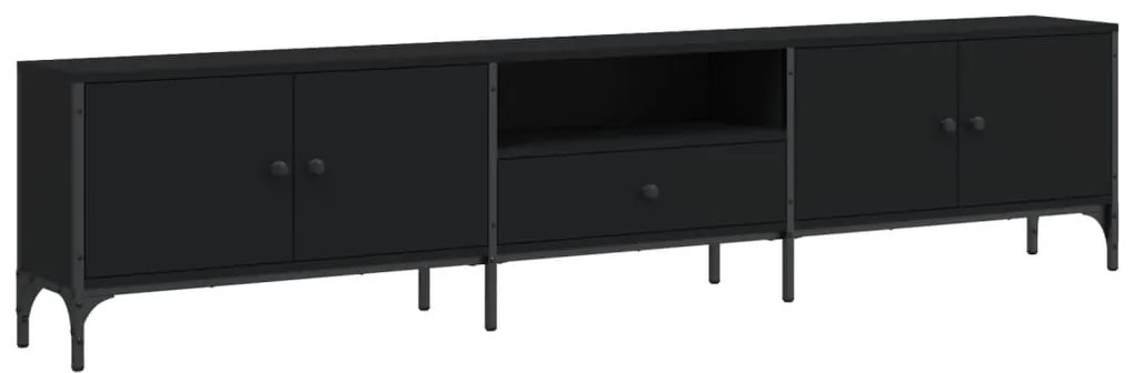 vidaXL Έπιπλο Τηλεόρασης με Συρτάρι Μαύρο 200x25x44 εκ. Επεξ. Ξύλο