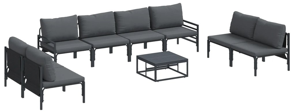 vidaXL Σετ Καναπέ Κήπου 9 pcs Ανθρακί Ατσάλι