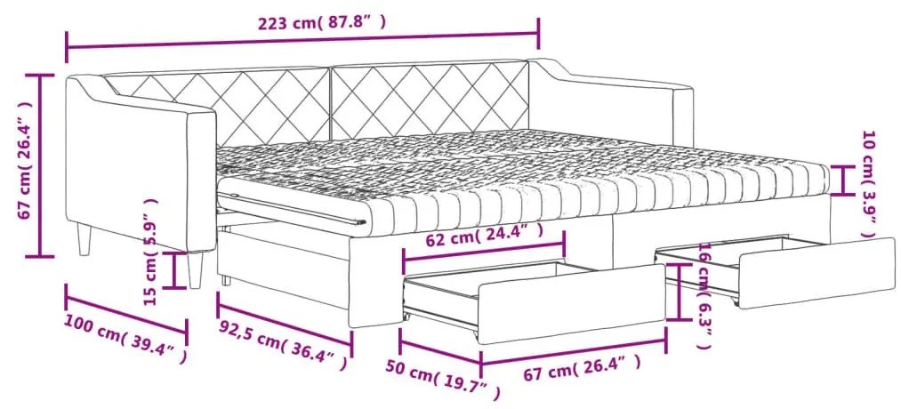 Καναπές Κρεβάτι Συρόμενος Taupe 90x200 εκ. Ύφασμα &amp; Συρτάρια - Μπεζ-Γκρι