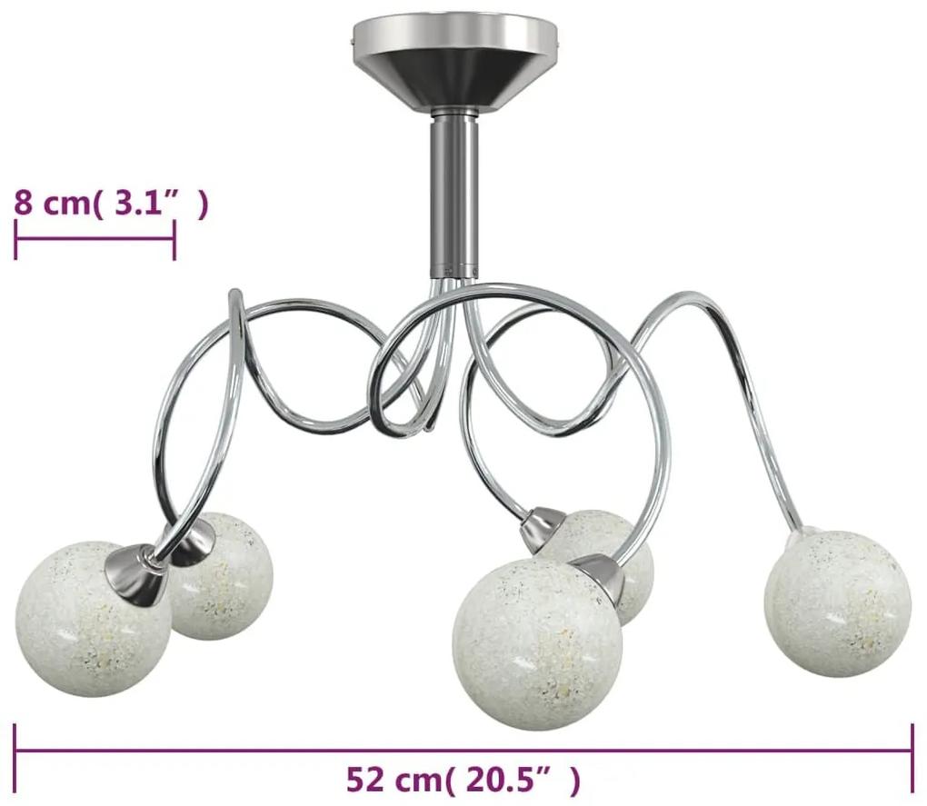 Φωτιστικό Οροφής με Στρογγυλά Γυάλινα Καπέλα για 5 Φώτα LED G9 - Λευκό